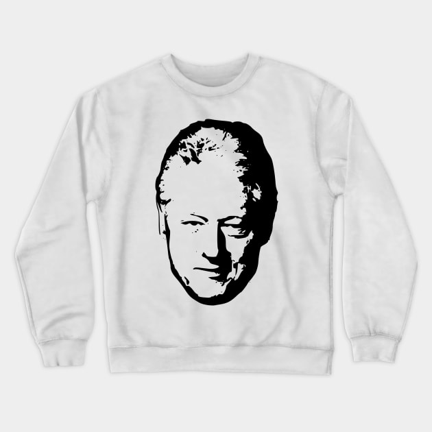 Bill Clinton Black On White Pop Art Crewneck Sweatshirt by Nerd_art